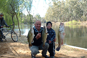 Enjoy a spot of Fishing on the Murray river, at Picnic Point Caravan Park